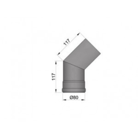 Pelletkachel bocht 45° ∅ 80mm