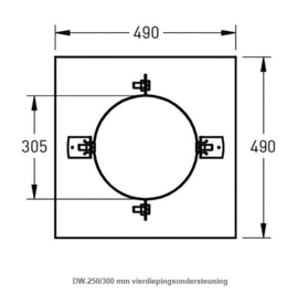 DW-250/300 mm vierdiepingsondersteuning