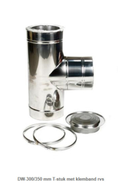 DW-300/350 mm T-stuk met klemband rvs
