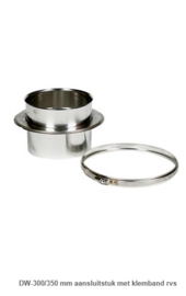 DW-300/350 mm aansluitstuk met klemband rvs