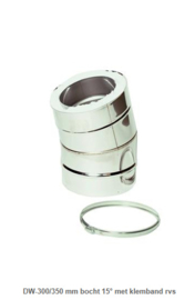 DW-300/350 mm bocht 15° met klemband rvs