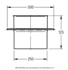 DW-250/300 mm aansluitstuk met klemband rvs