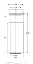 DW-250/300 mm paspijp met klemband rvs