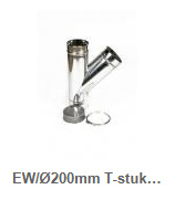 EW/Ø200mm T-stuk 45°graden + dop