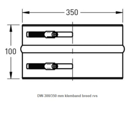DW-300/350 mm klemband breed rvs