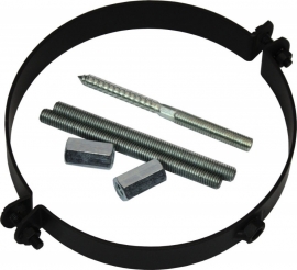 Kachelpijp muurbeugel Ø150mm gelast 2mm Kleur: zwart TER15-520