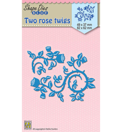 Nellie Snellen Shape Dies Blue - Two rose twigs - SDB023