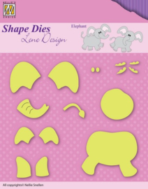 Nellie Snellen Shape Dies - Baby opbouw Olifant SDL031