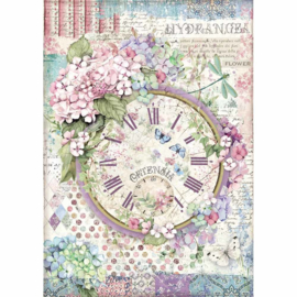 Stamperia - Hortensia - Rice Paper - A4 Clock