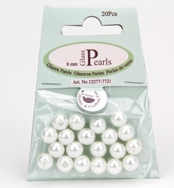 Glass Pearls Round 8 mm White