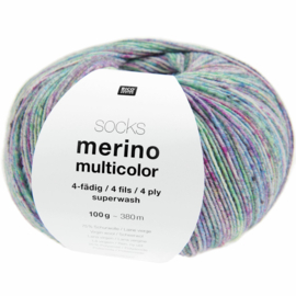 Rico Sokkenwol - Merino Multicolor 4 draads Superwash - 383429.001 Bloemen