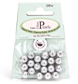 Glass Pearls Round 8 mm Lt. Grey
