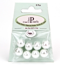 Glass Pearls Round 12 mm White