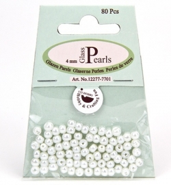 Glass Pearls Round 4 mm White