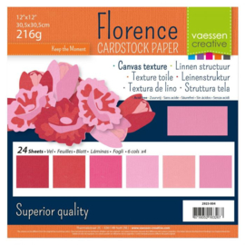 Florence - Cardstock Multipack Linnen 30,5x30,5cm - 24 vel - Roze