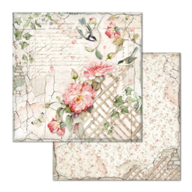 Stamperia - House of Roses - Paper - 30,5 x 30,5 cm - Fence with Little Bird