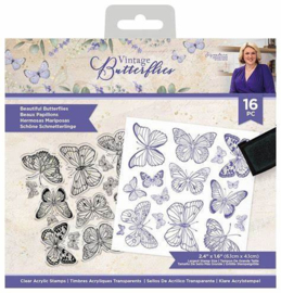 Crafter's Companion Vintage Butterflies Clear Stamps