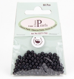 Glass Pearls Round 4 mm Black