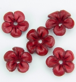 Real Leather Flower Red 2 cm
