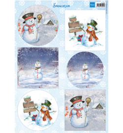 Marianne Design -  3D Knipvellen A4 - Snowmen circles & squares  -  VK9569