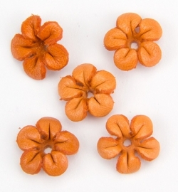 Real Leather Flower Orange 1,3 cm