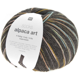 Rico Sokkenwol - Alpaca Art - 4 draads - Zwart Superwash