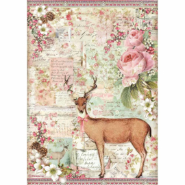 Stamperia - Pink Christmas - Rice Paper - A4 - Christmas Deer