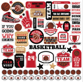 Echo Park - Basketball Stickervel - 30,5 x 30,5 cm.