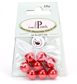 Glass Pearls Round 12 mm Red