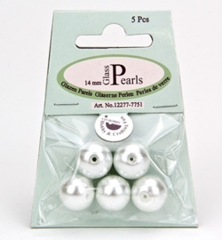 Glass Pearls Round 14 mm White