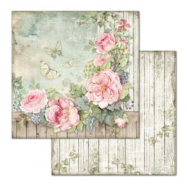 Stamperia - House of Roses - Paper - 30,5 x 30,5 cm - Fence with Roses