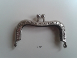 Portemonnee Sluiting 6 cm Zilver Met Kristalsluiting