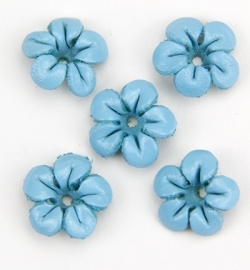 Real Leather Flower Blue 1,3 cm