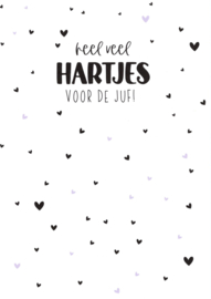 Ansichtkaart | Heel veel hartjes voor de juf!