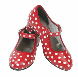 Spaanse schoenen rood wit - polkadot - maat 34
