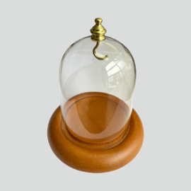 Glazen Zakhorloge Stolp met Lichtbruin Houten Voet - Gouden Knop
