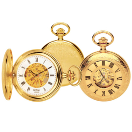 Royal London Skelet Half Hunter Decor Goud 48mm