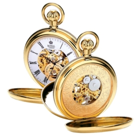 Royal London Skelet Half Hunter Open Heart Goud 51mm