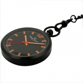 Claude Pascal RVS Stations Zakhorloge Zwart Oranje 43mm