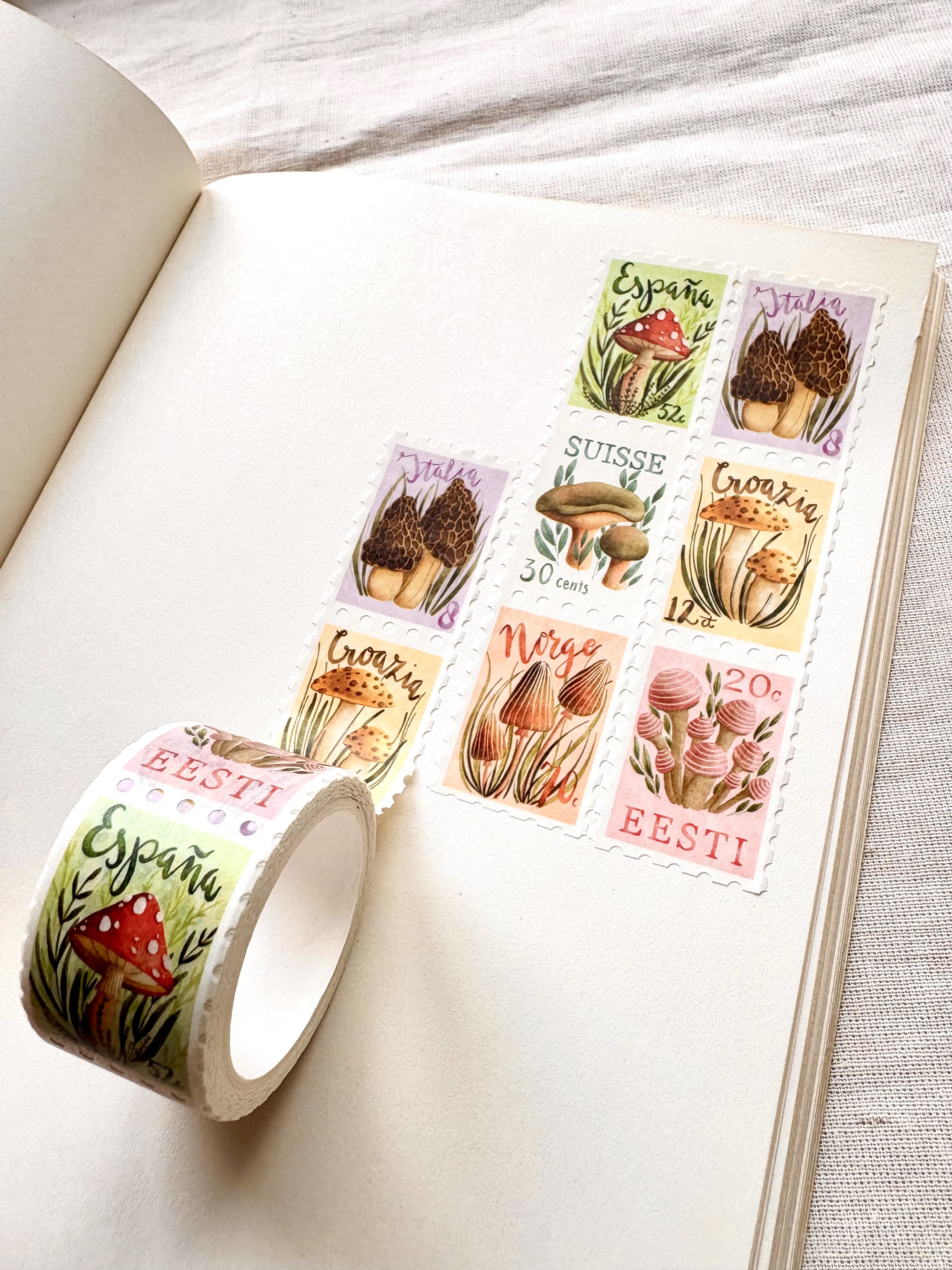 Washi tape - Mushrooms postage stamps