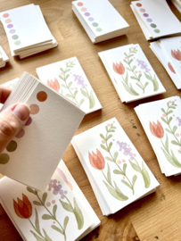 Note cards - watercolor dots and flowers