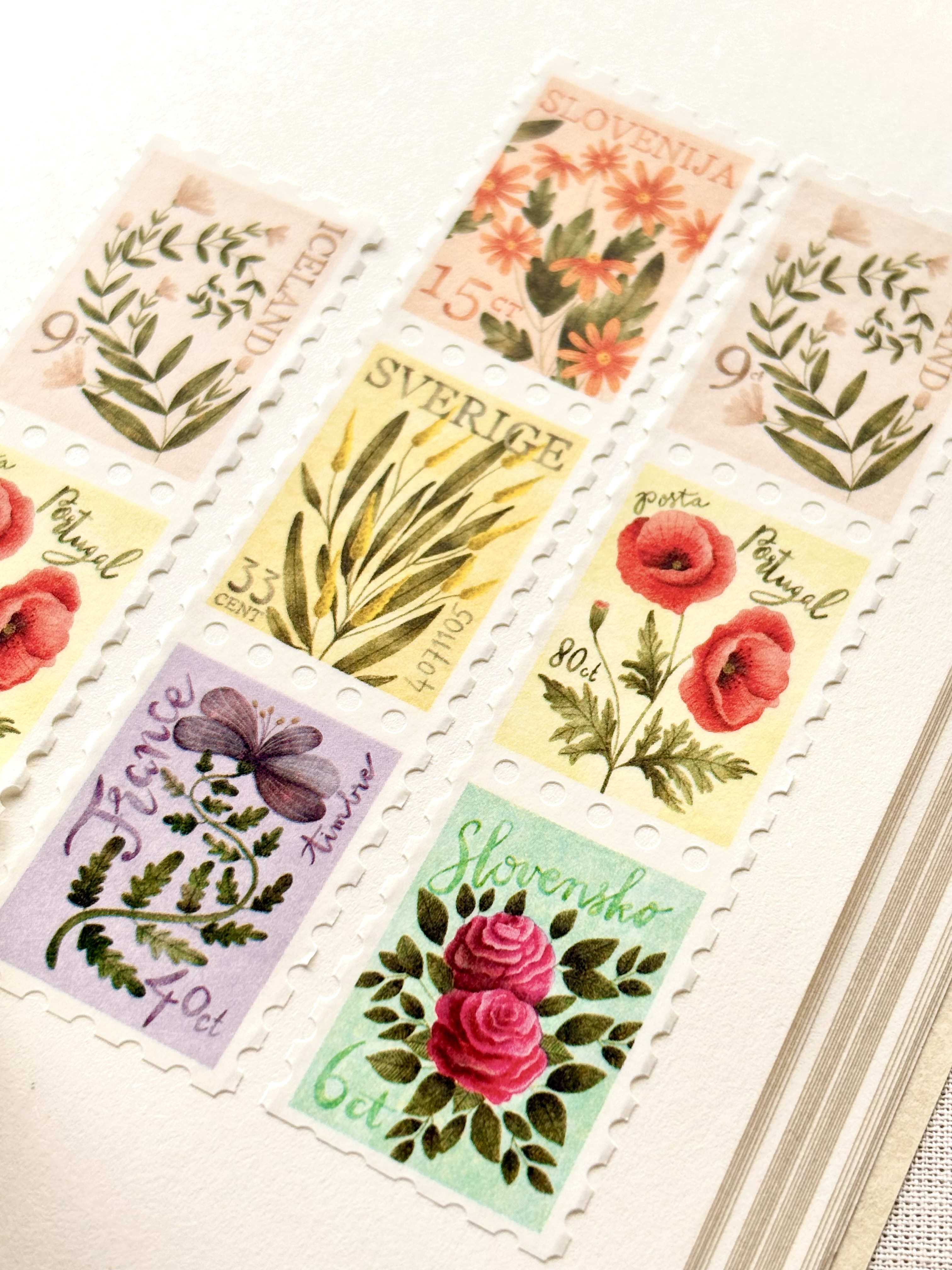 Washi tape - Flower postage stamps