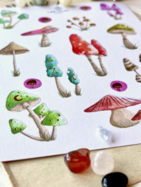 Sticker sheet - Mushrooms Gold foil