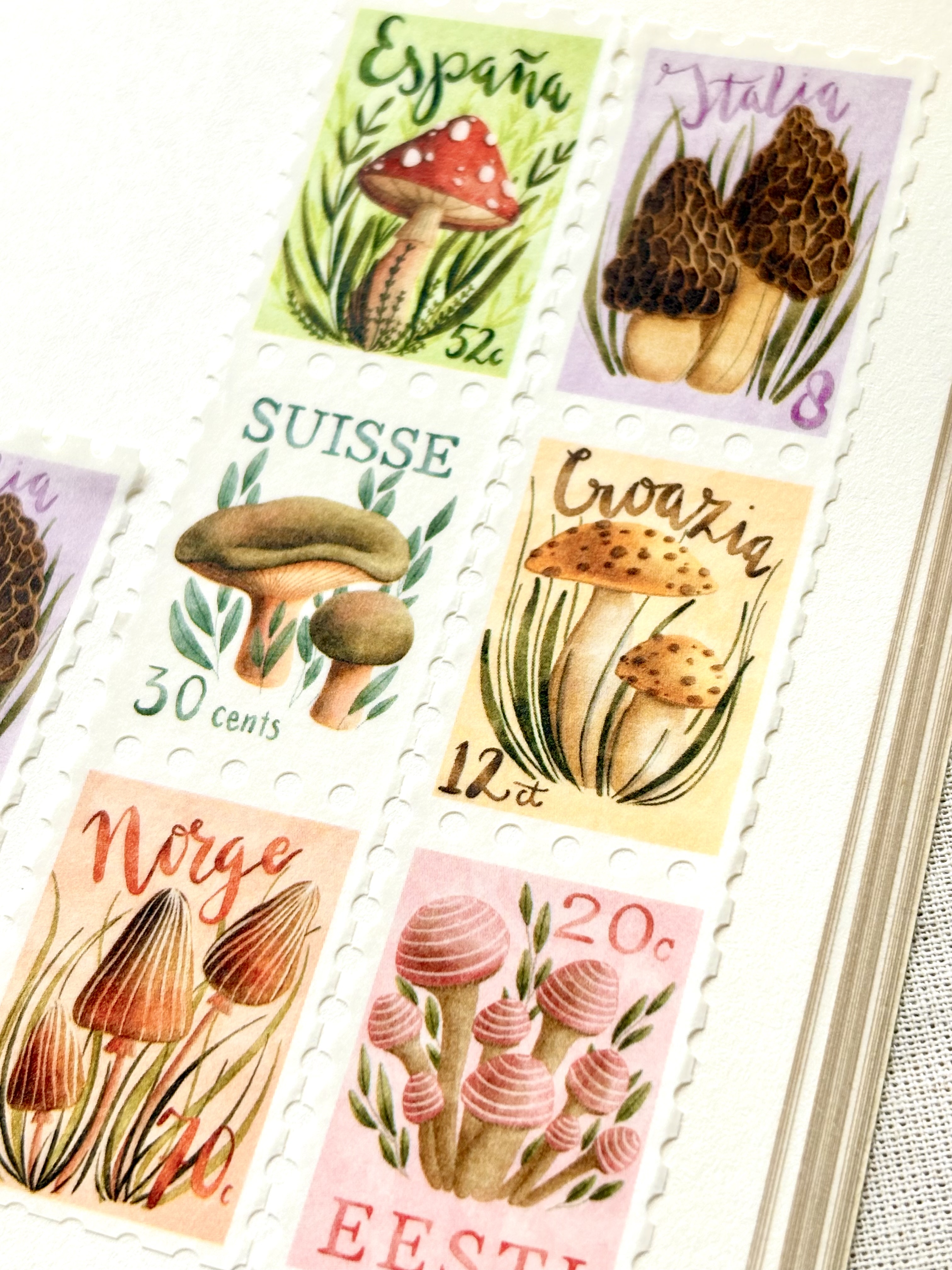 Washi tape - Mushrooms postage stamps
