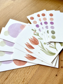Note cards - watercolor dots and flowers