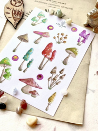 Sticker sheet - Mushrooms Gold foil