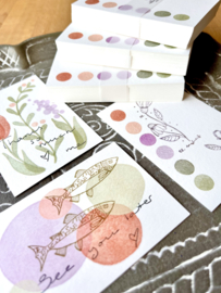 Notitiekaartjes - watercolor dots and flowers