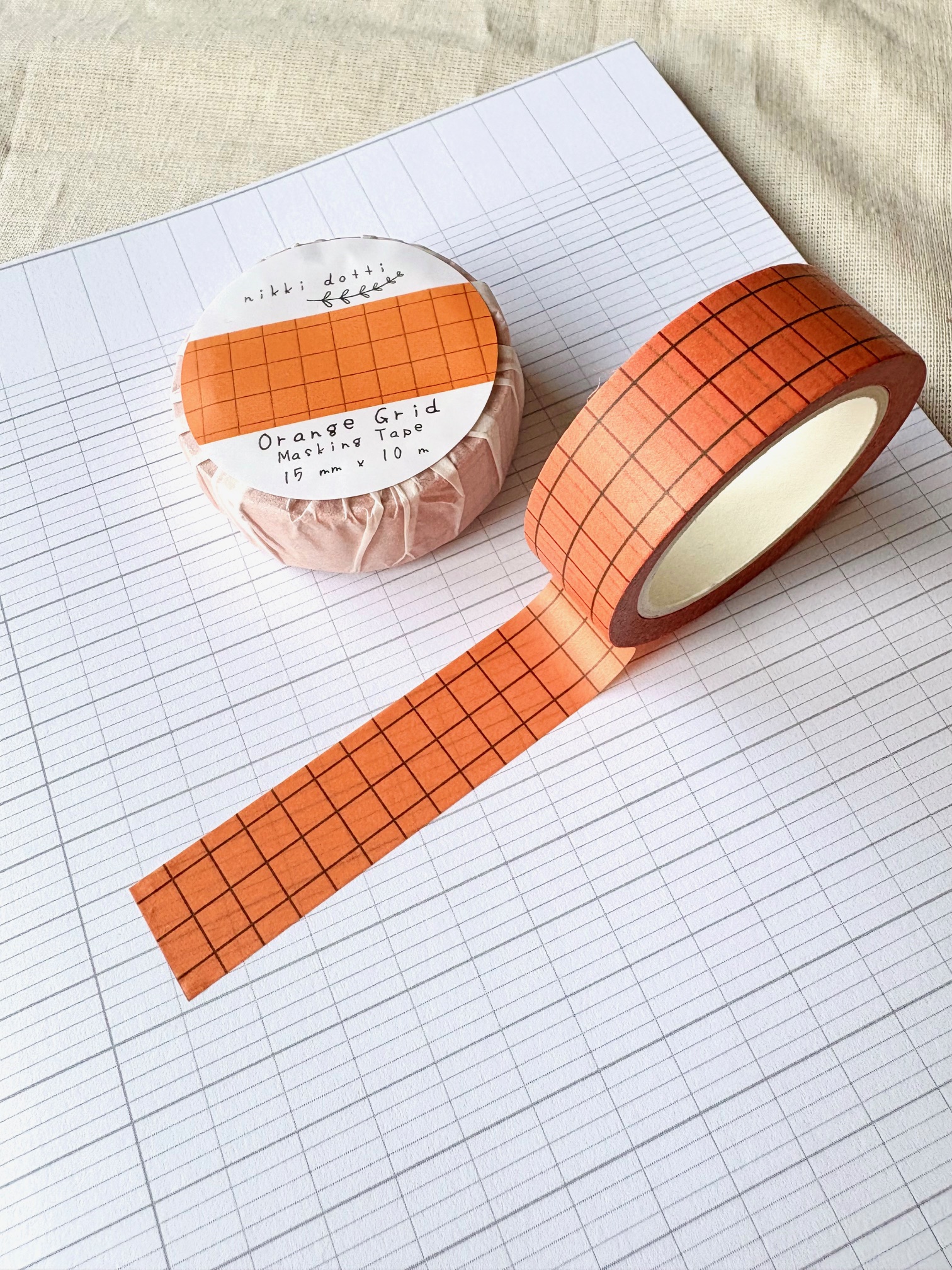 Washi tape - Orange grid
