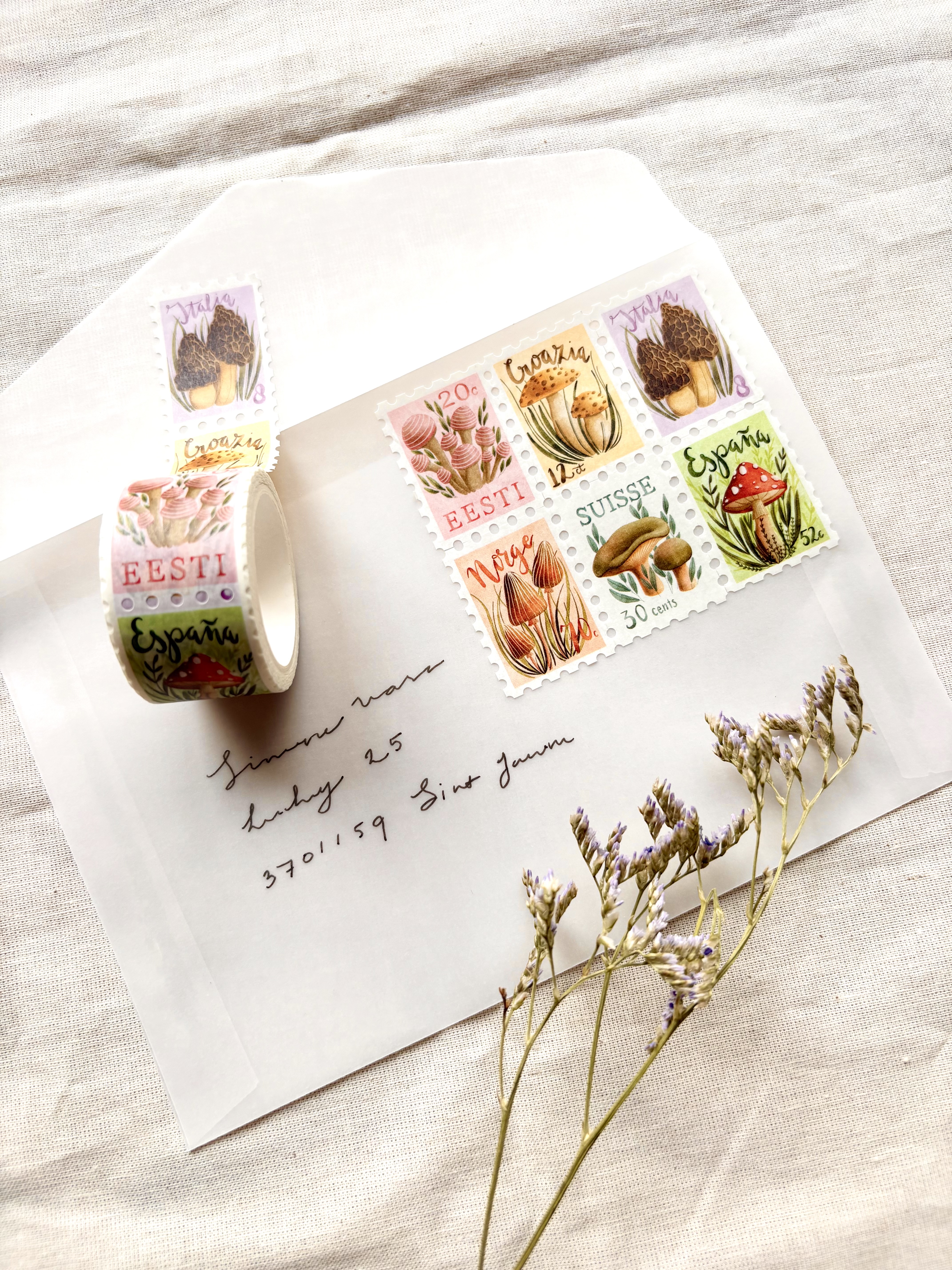 Washi tape - Mushrooms postage stamps