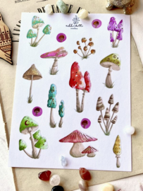 Stickervel - Mushrooms Gold foil
